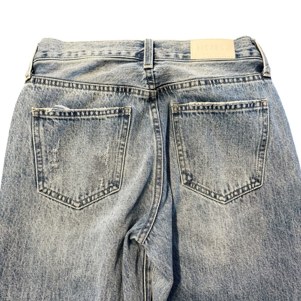 Pistola jeans, light wash, straight, mom jeans, distress, cotton, button fly, 25 - Picture 5 of 7